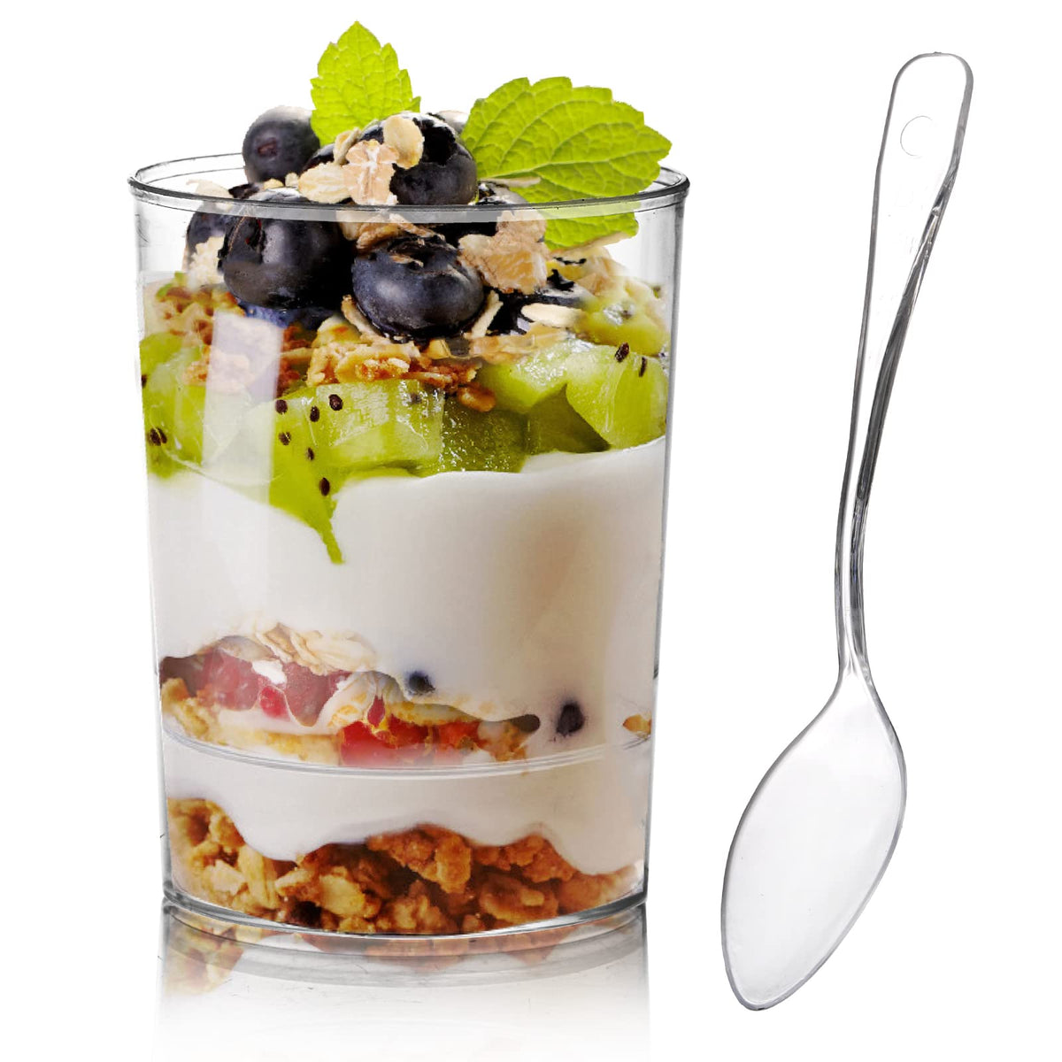 Okllen 100-pack mini dessert cups with spoons for easy tasting at parties