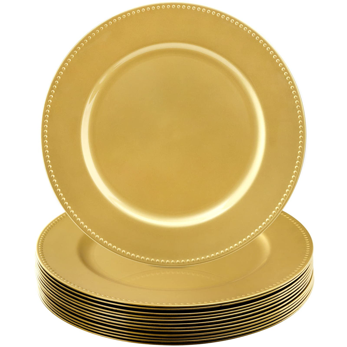 Okllen gold charger plate with beaded edge for elegant table settings