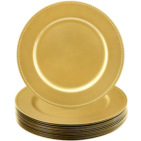 Okllen gold charger plate with beaded edge for elegant table settings
