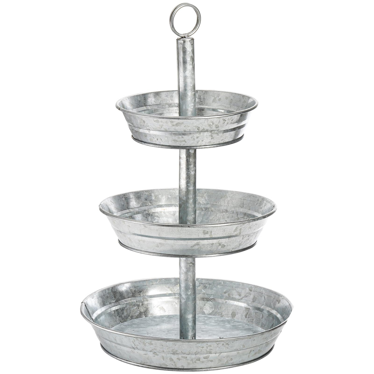 Okllen 3-tier tray small 8-inch with rustic galvanized finish for appetizers