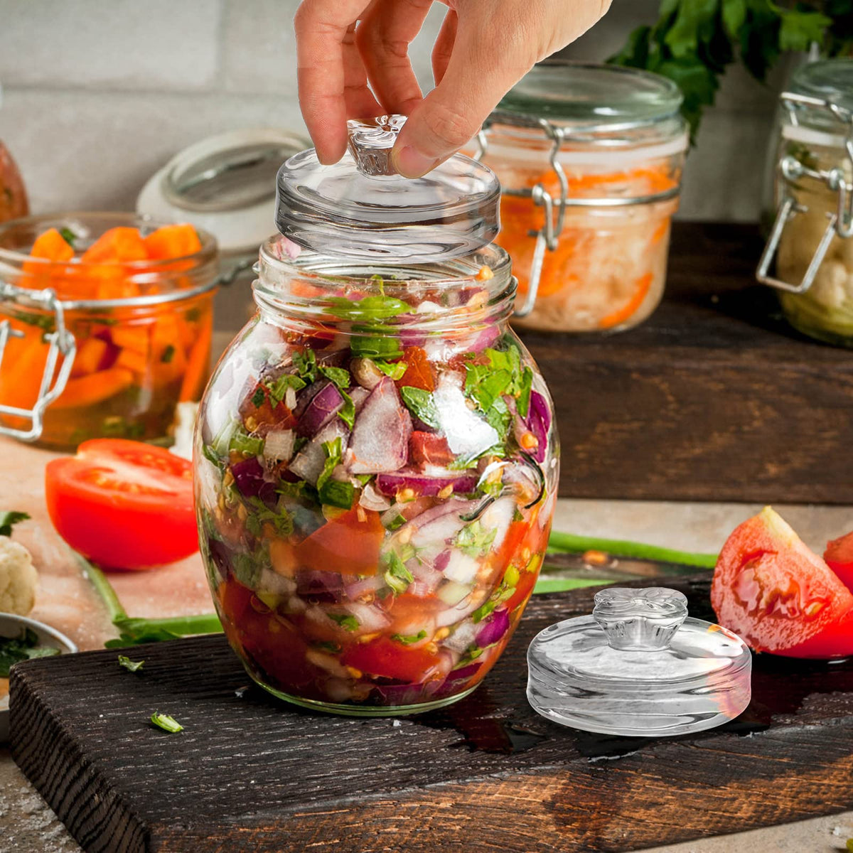 Okllen weights fit most wide-mouth jars for versatile use.