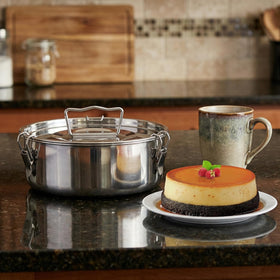 Okllen portable flan mold with lid seals moisture and flavors.