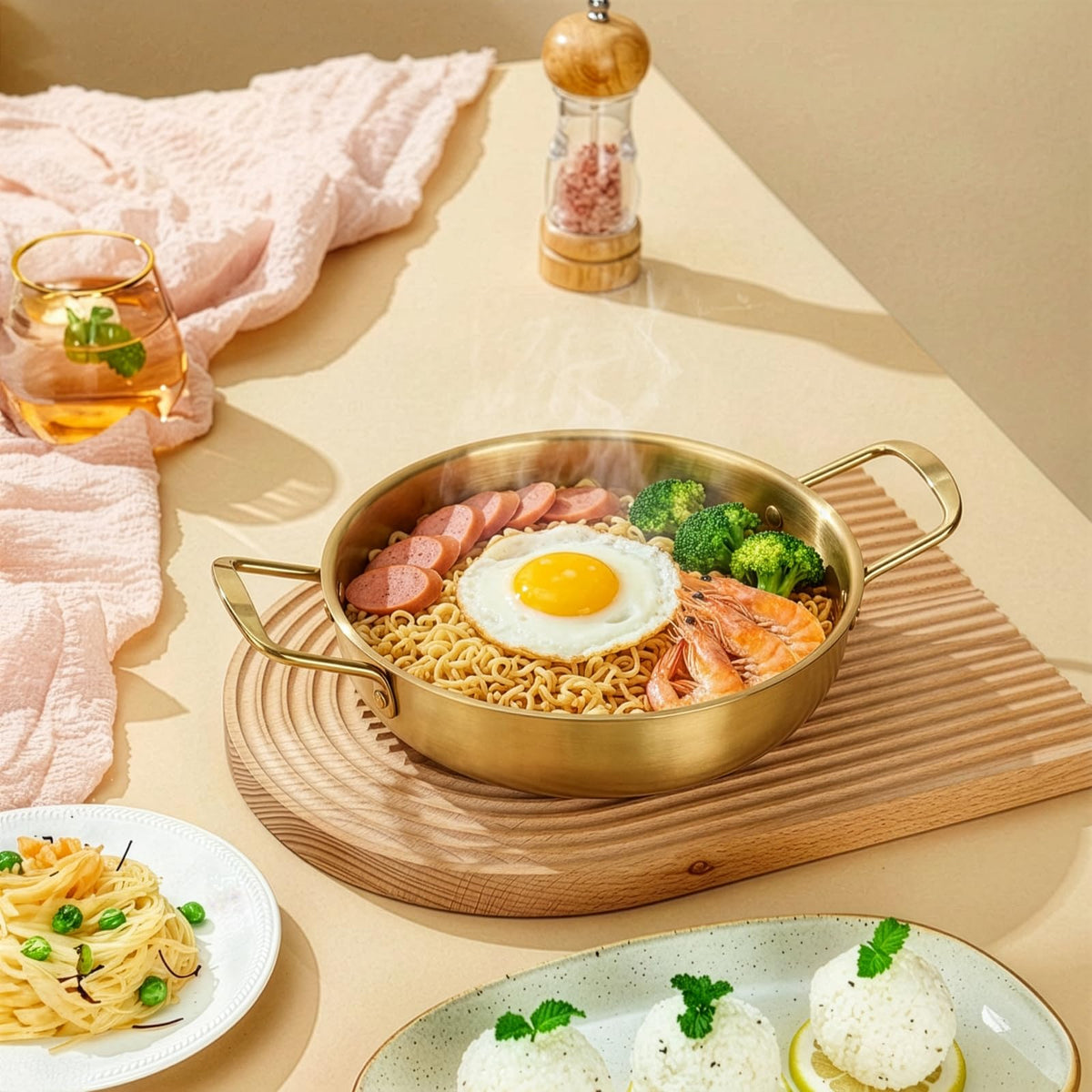 Okllen ramen pot with flat bottom for even heat distribution