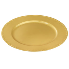 Wedding table setup with Okllen gold charger plates