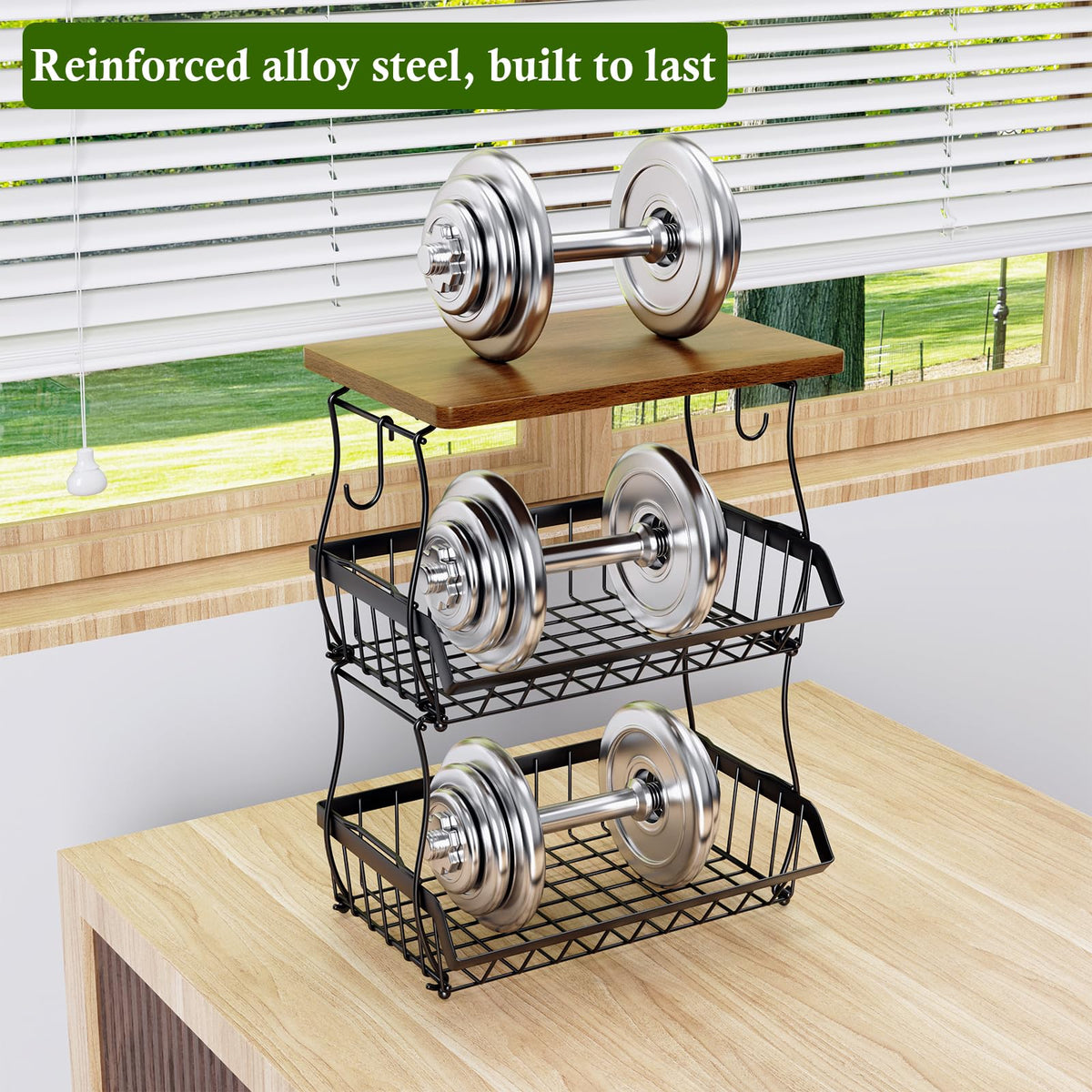 OKZEST display-ready fruit basket on the countertop for quick selection