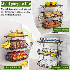 OKZEST storage stand showing space for onions, potatoes, and vegetables