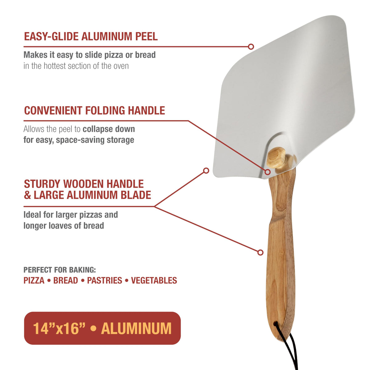 Old Stone pizza peel collapsible handle lets you store it compactly after use