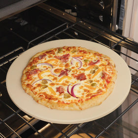 Old Stone 14-inch round pizza stone doubles as a bread pan.