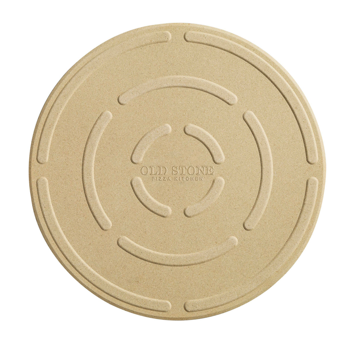 Old Stone 14-inch round pizza stone in oven-ready pose ready for baking.