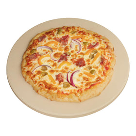 Old Stone 14-inch round pizza stone top view showing even heat for a crisp crust.