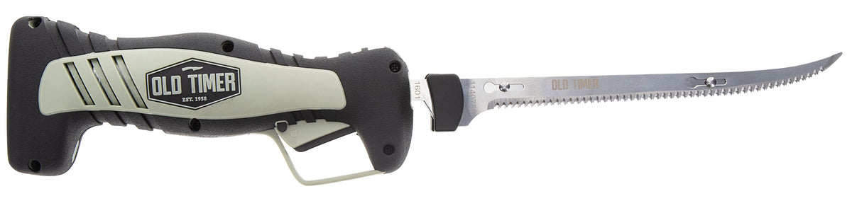 Old Timer ergonomic textured grip enhances control during long filleting tasks