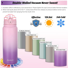 Oldley 18/8 stainless steel BPA-free bottle stays odorless and safe