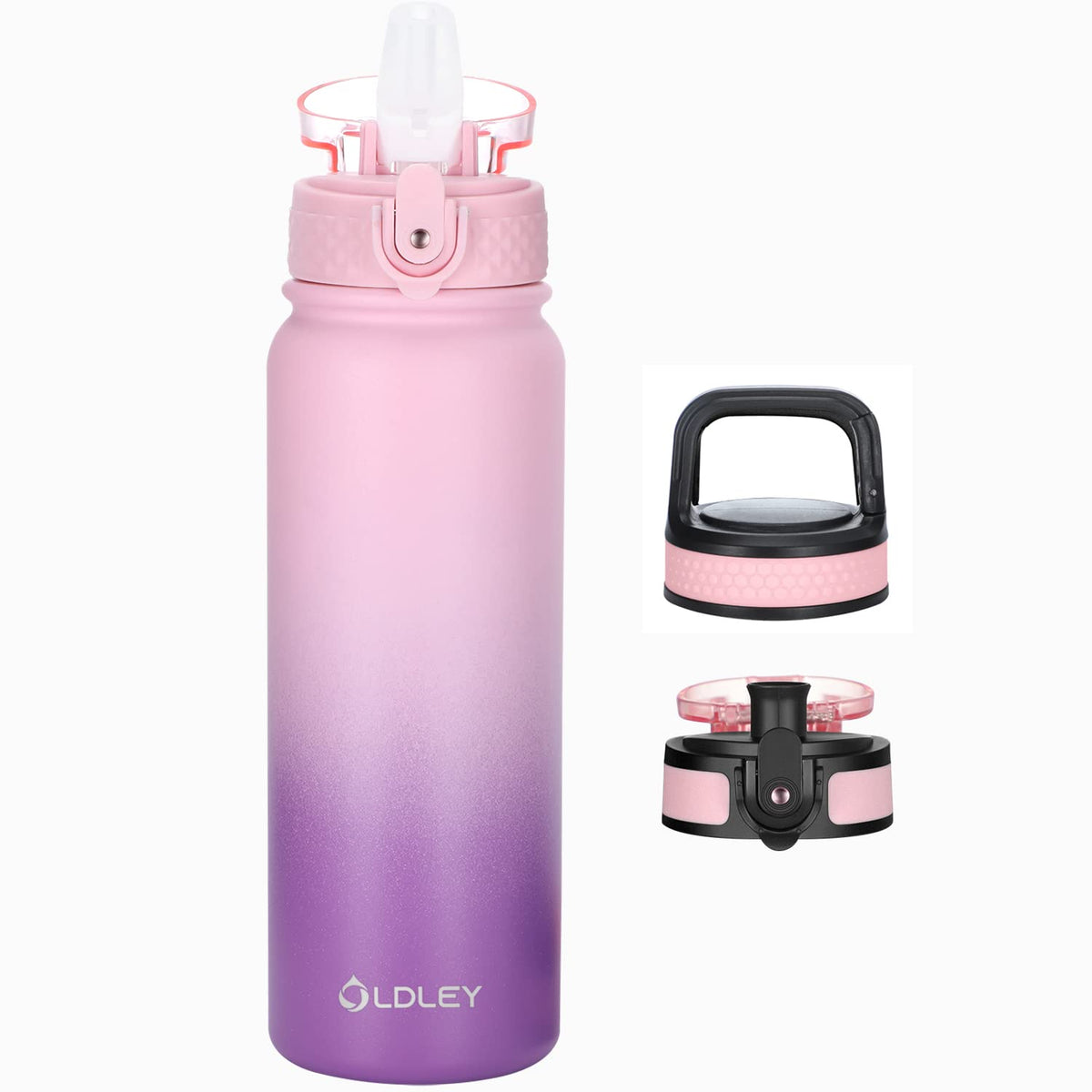 Oldley 20oz insulated water bottle with straw keeps drinks cold on the go