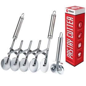 Oleex All-Dough pastry set assembly shows versatile five-wheel cutter for dough prep