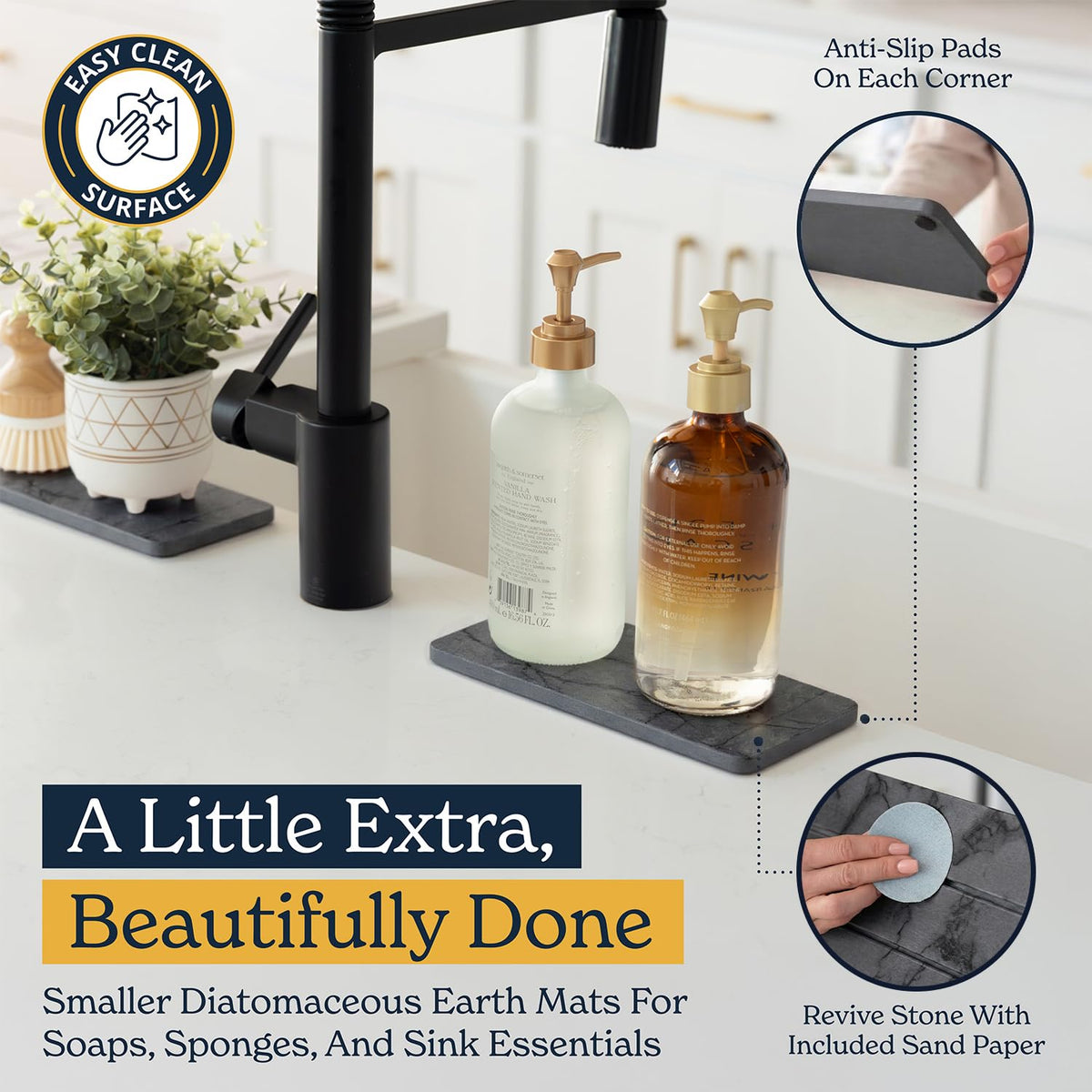 OLEEX marble-style drying mat easily cleaned with sandpaper