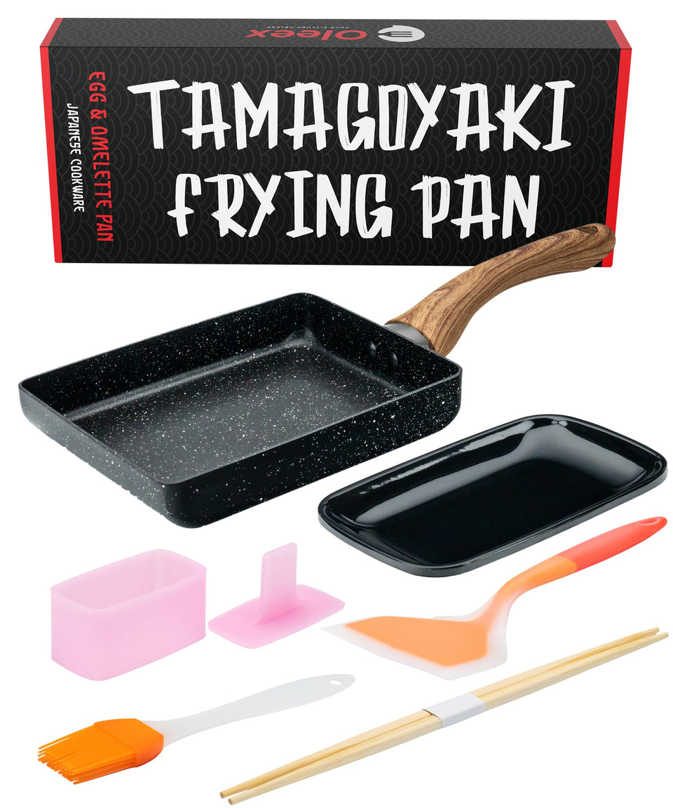 OLEEX Tamagoyaki Pan Set assembly view for versatile omelet prep