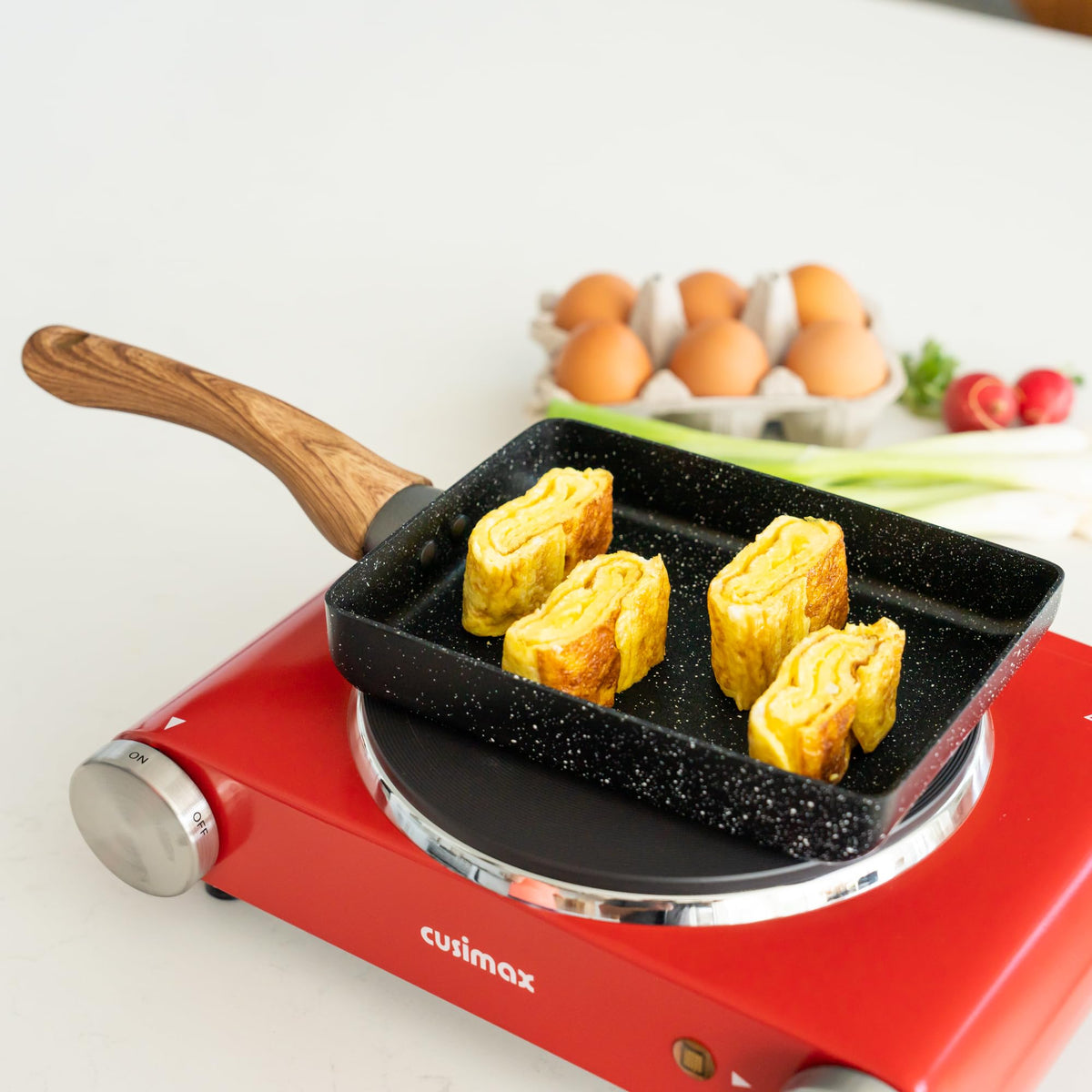 OLEEX Tamagoyaki Pan Set cleaning and storage features for quick cleanup