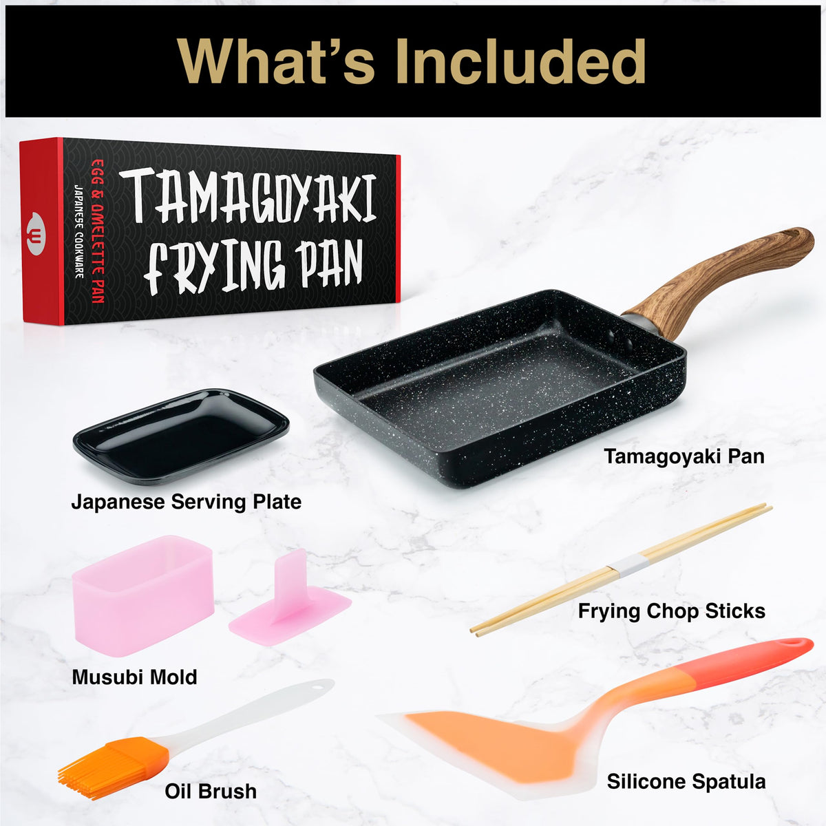 OLEEX Tamagoyaki Pan Set nonstick surface close-up for easy release