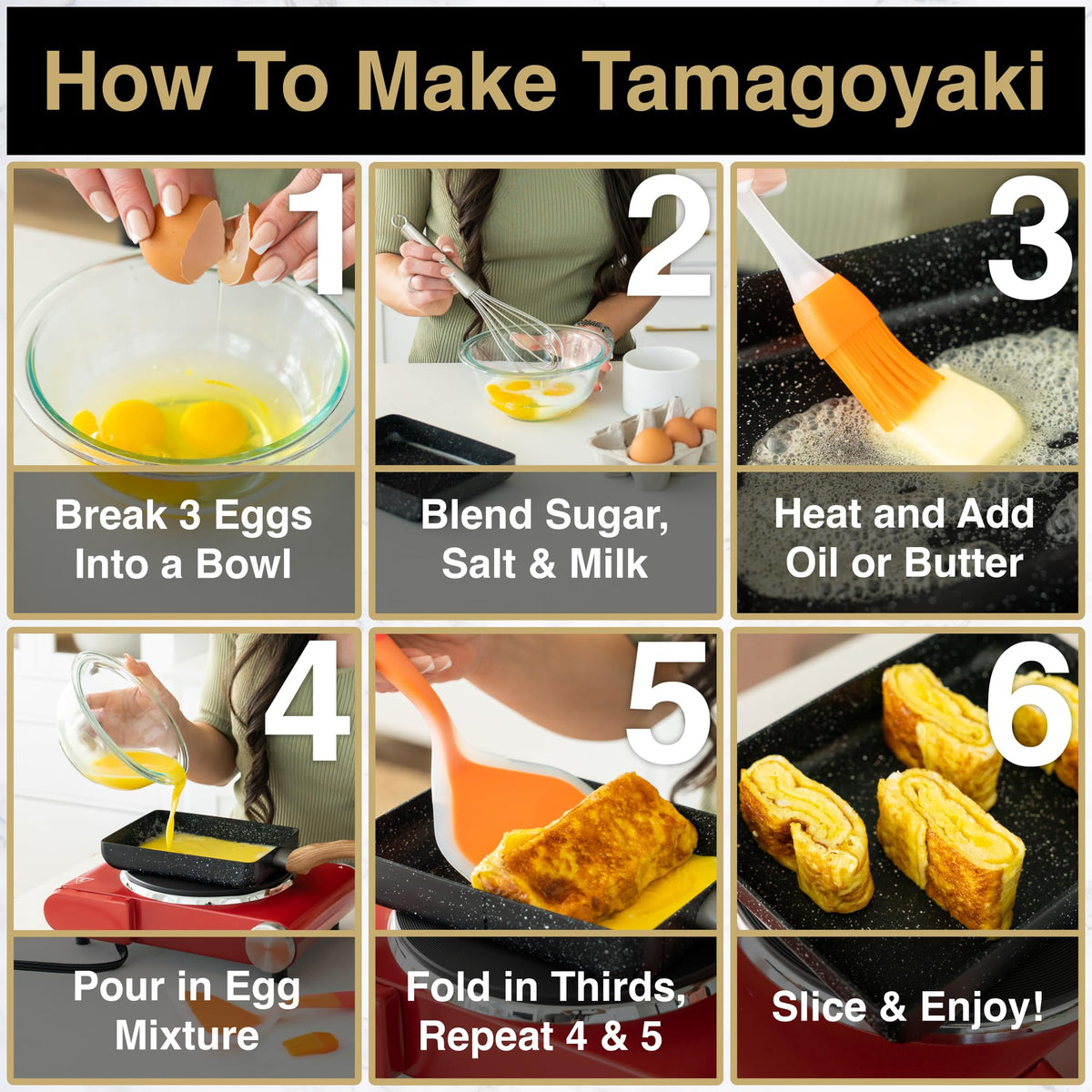 OLEEX Tamagoyaki Pan Set wooden handle close-up for comfortable grip