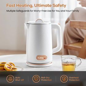 OLEGA electric kettle stainless steel interior for pure-tasting water