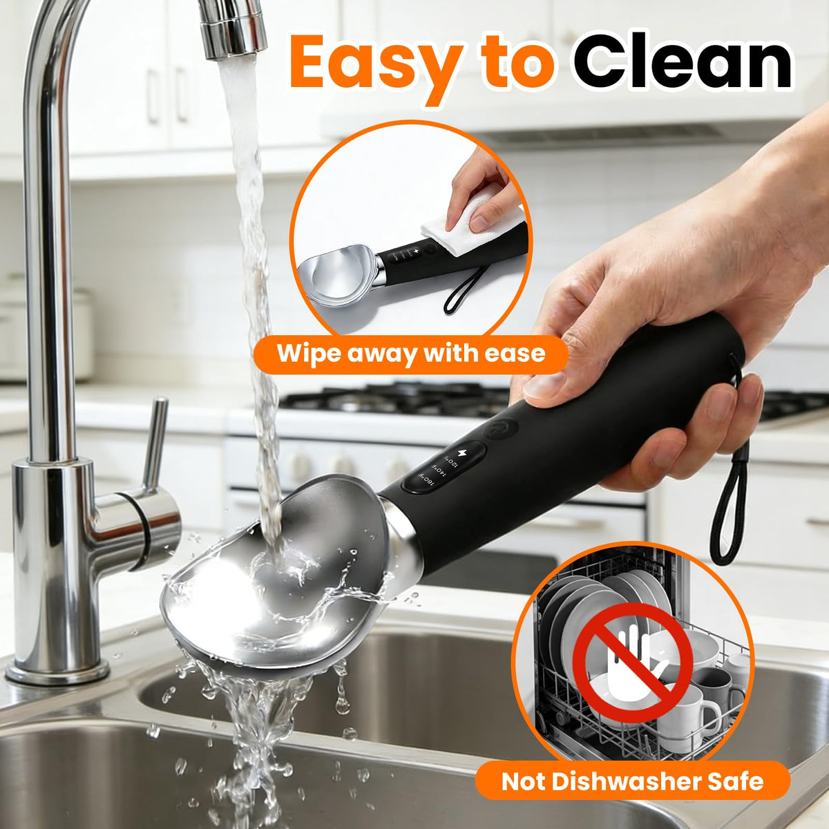 Olephira ice cream scoop with IP67 waterproofing for reliable use in the kitchen.