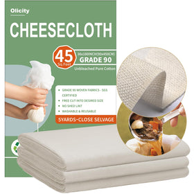 Olicity Grade 90 cheese cloth with closed edges for clean straining.