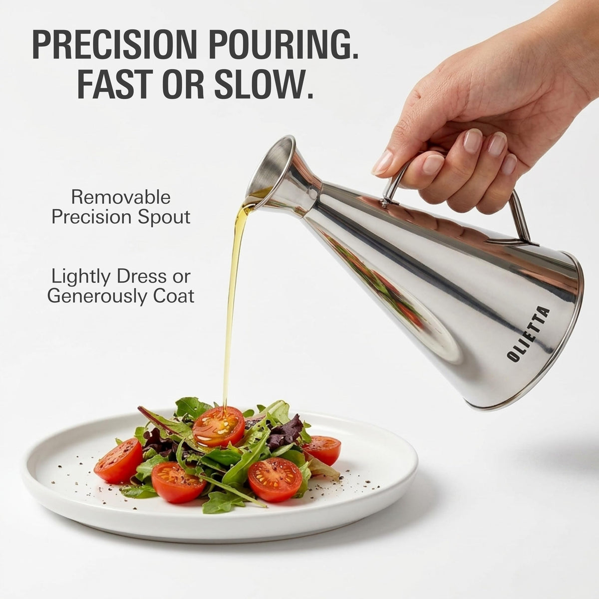Olietta bottle with air-sealed seal preserves oil freshness and clarity.