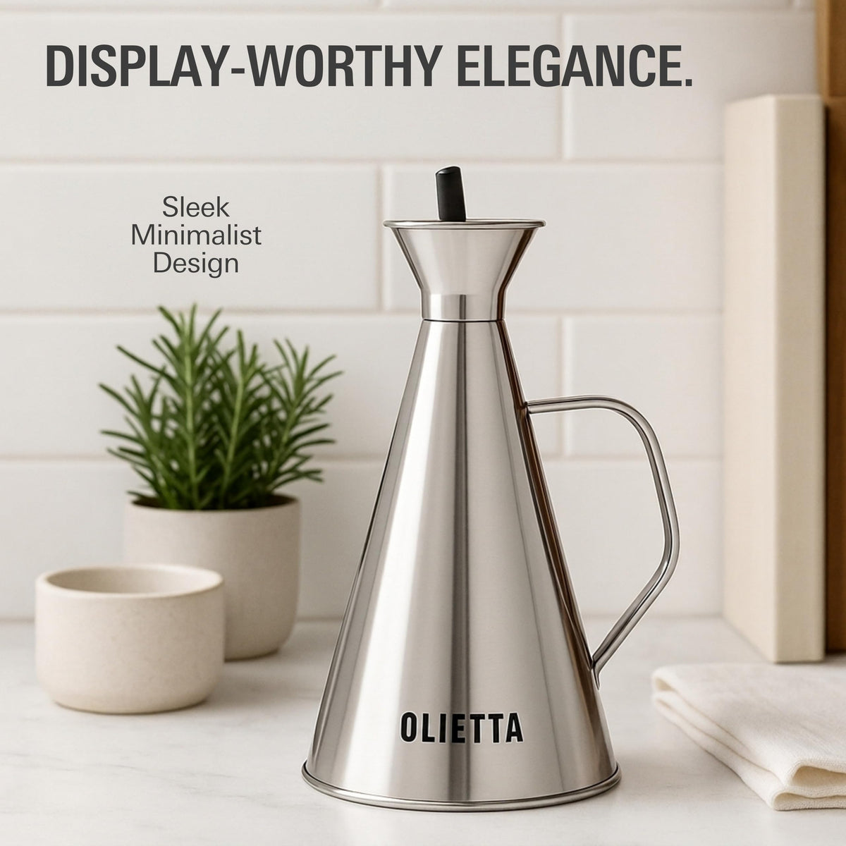 Olietta dispenser doubles as vinegar bottle for vinaigrettes and marinades.