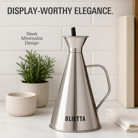 Olietta dispenser doubles as vinegar bottle for vinaigrettes and marinades.