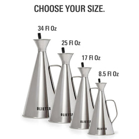 Olietta stainless steel keeps oils fresh while reducing air exposure.