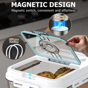 Olimingse bread box open lid for easy access to bread.