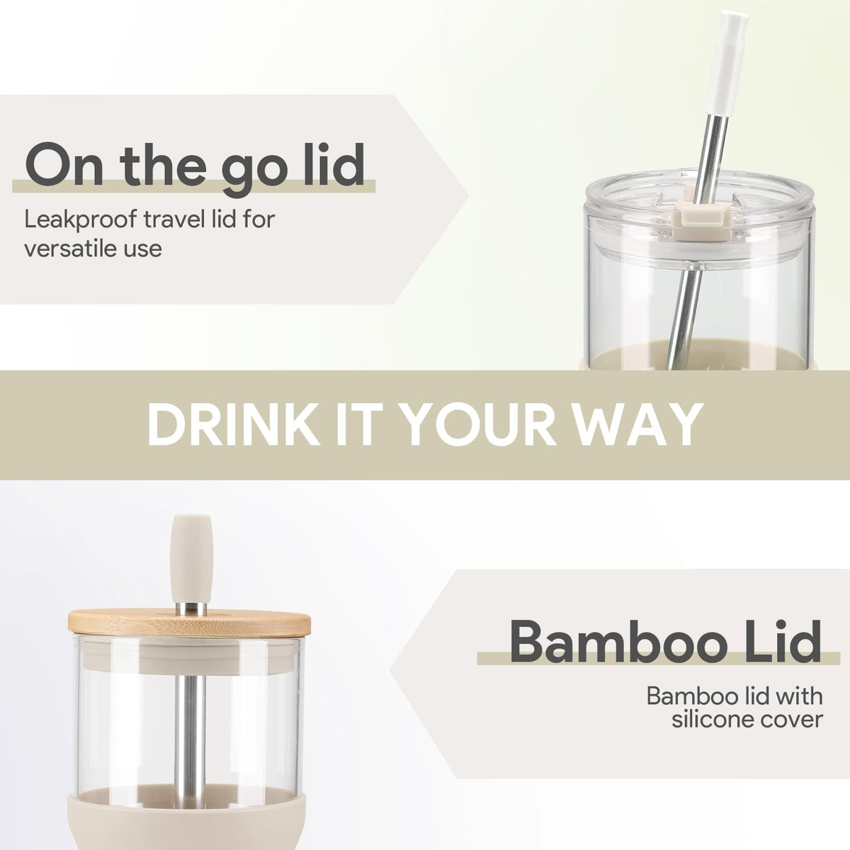 Olivego ergonomic comfort grip glass cup for easy handling