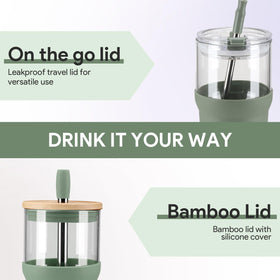 Olivego wide-mouth glass tumbler for easy filling and cleaning