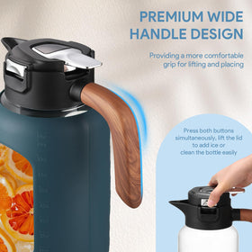 Olivego wooden-handle pitcher offers ergonomic grip during pouring.