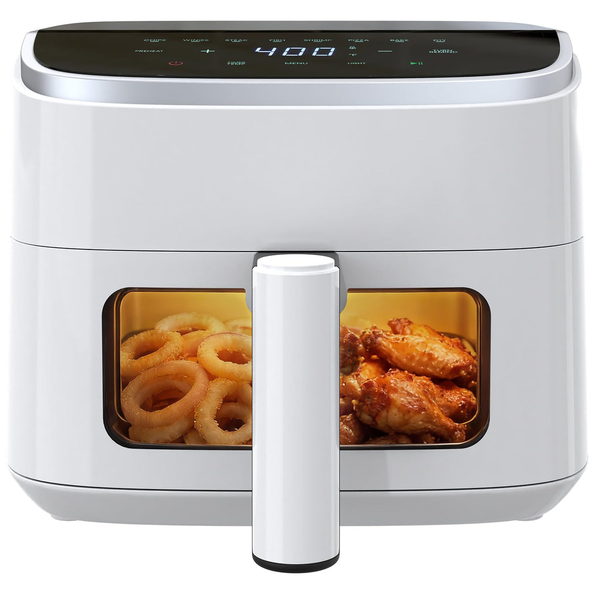 OLIXIS 3QT air fryer front view with digital panel for precise temperature control.