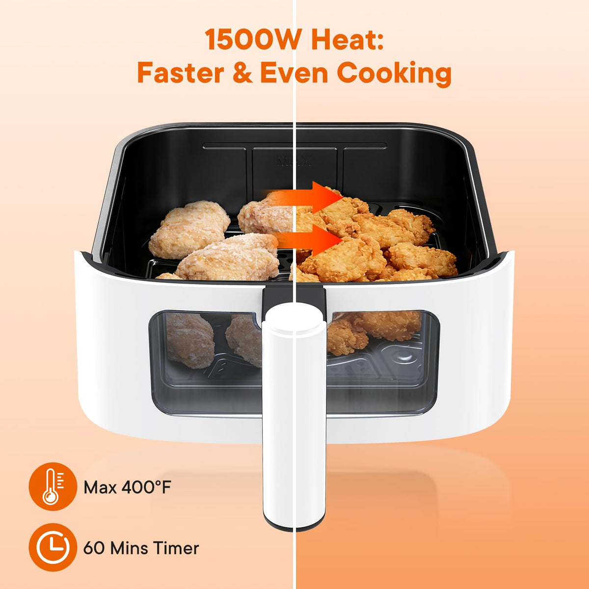 OLIXIS 3QT air fryer PP panel detail shows simple, intuitive controls.