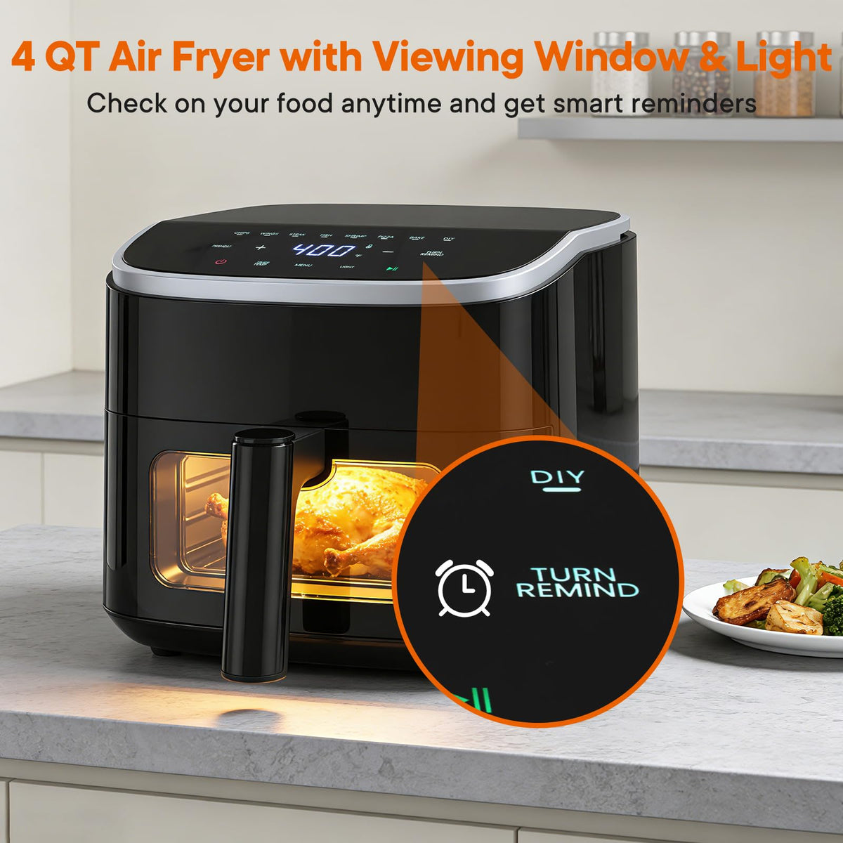 OLIXIS air fryer with digital touchscreen makes setting presets quick and easy.
