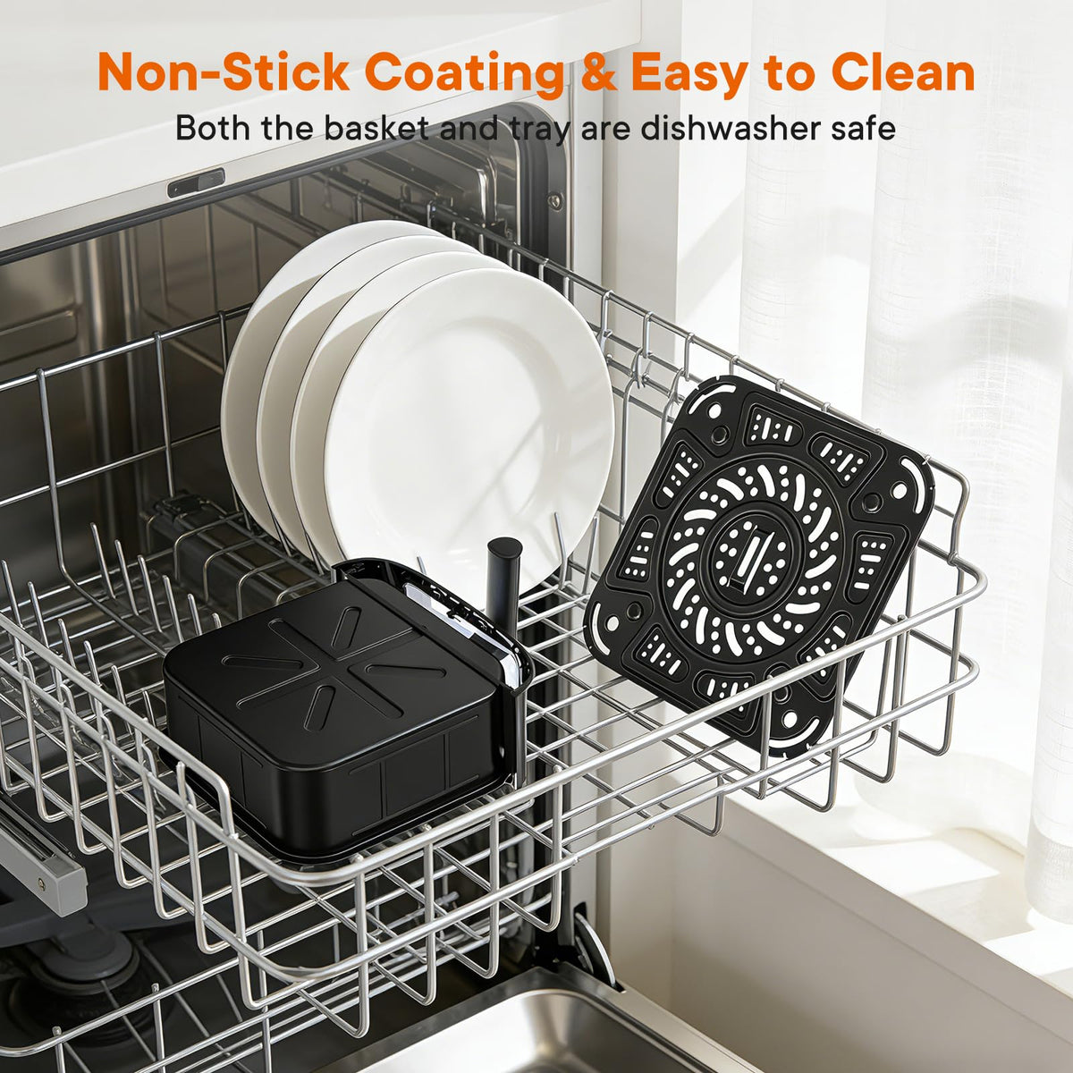 OLIXIS air fryer nonstick basket for simple dishwasher cleanup.