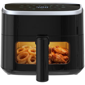 OLIXIS 4QT air fryer with visible window for real-time cooking monitoring.