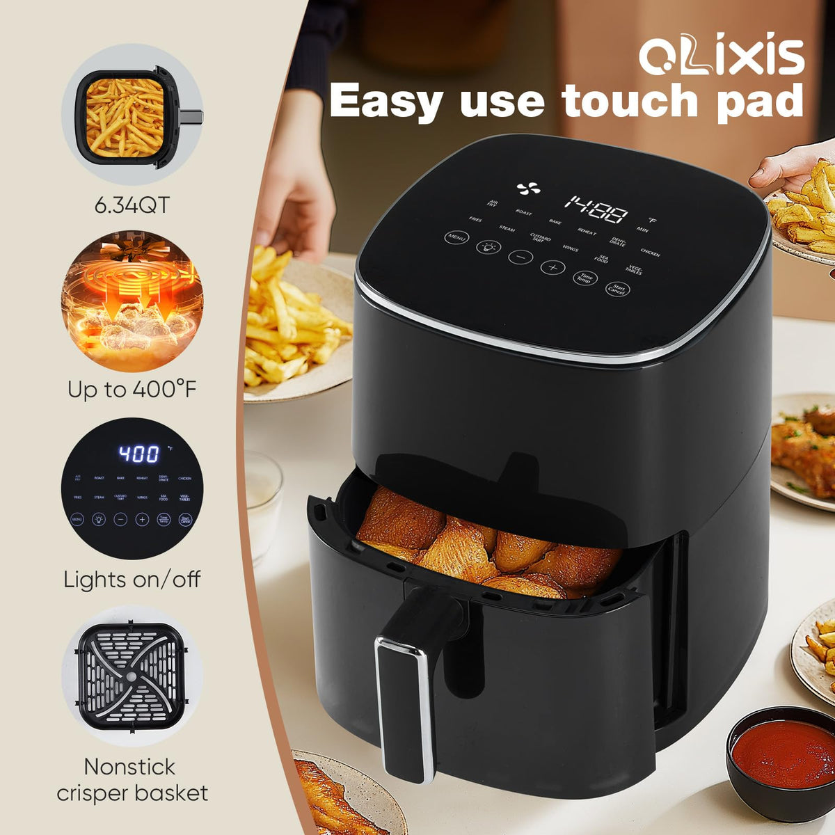 OLIXIS Air Fryer 12in1 panel highlights versatile cooking functions for daily meals.