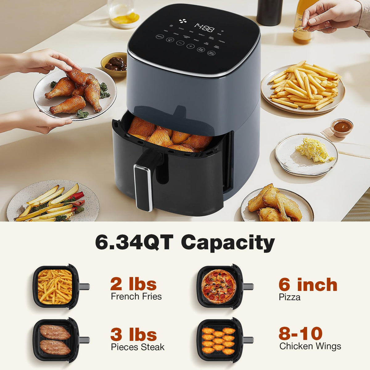 OLIXIS 6-quart capacity supports family-sized batches for dinners.