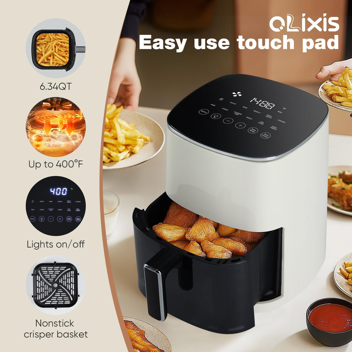OLIXIS Air Fryer dehydrate function helps snacks stay shelf-stable and crisp.