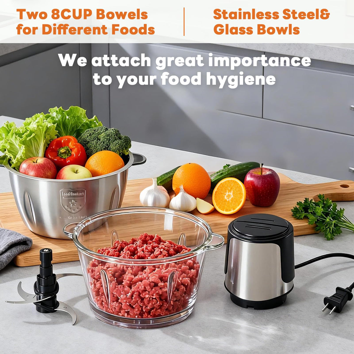 OLIXIS machine with double S blades for versatile chopping tasks