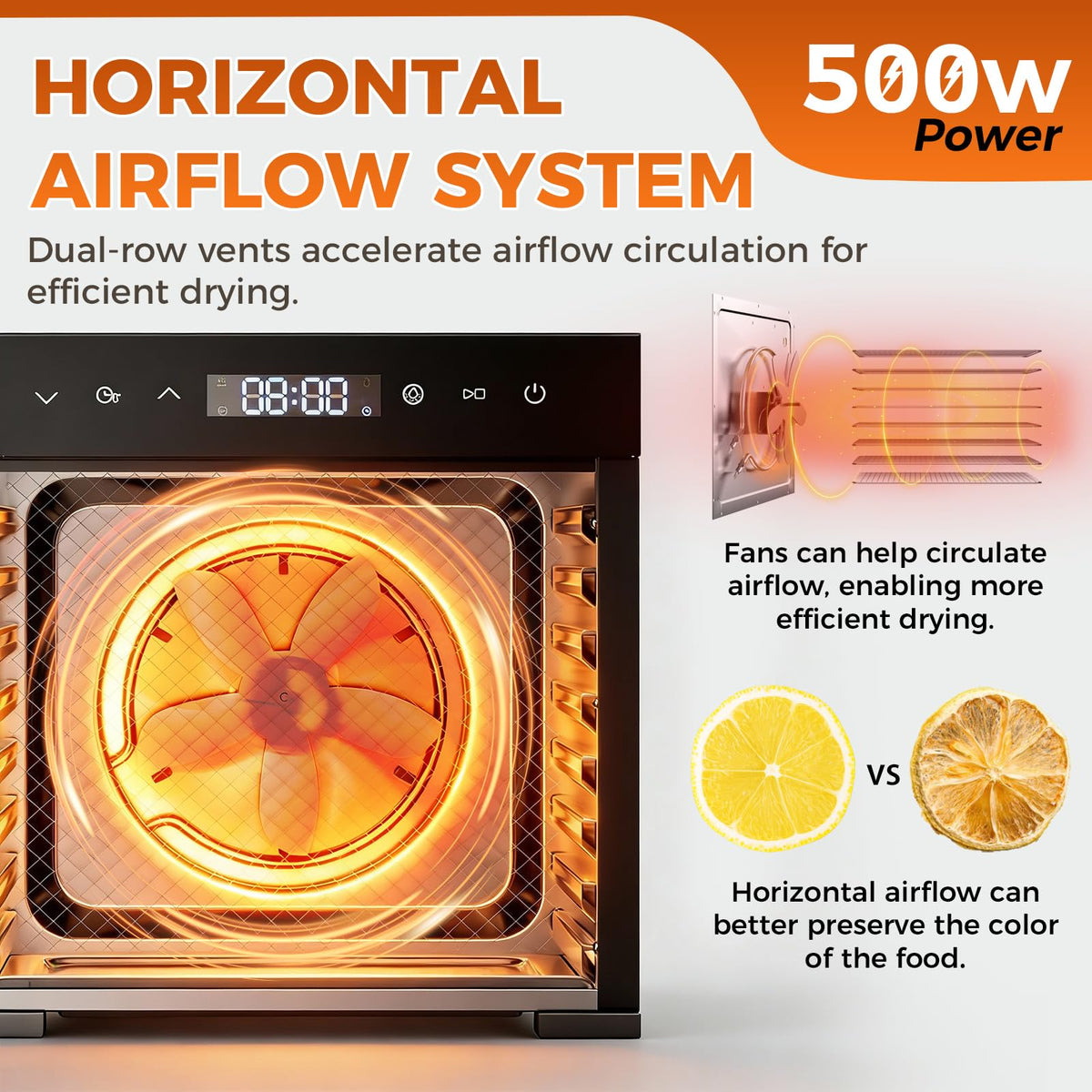OLIXIS food dehydrator built-in light helps monitor progress.