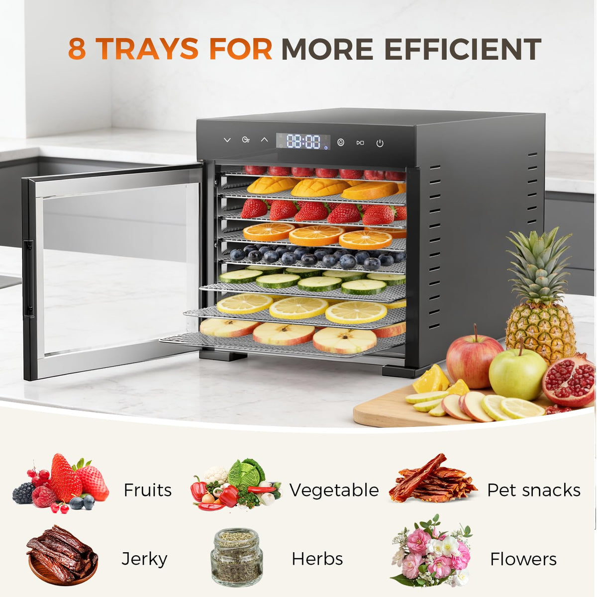 OLIXIS food dehydrator dishwasher-safe trays simplify cleanup after drying.