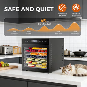 OLIXIS food dehydrator quiet operation keeps kitchen peaceful while drying.