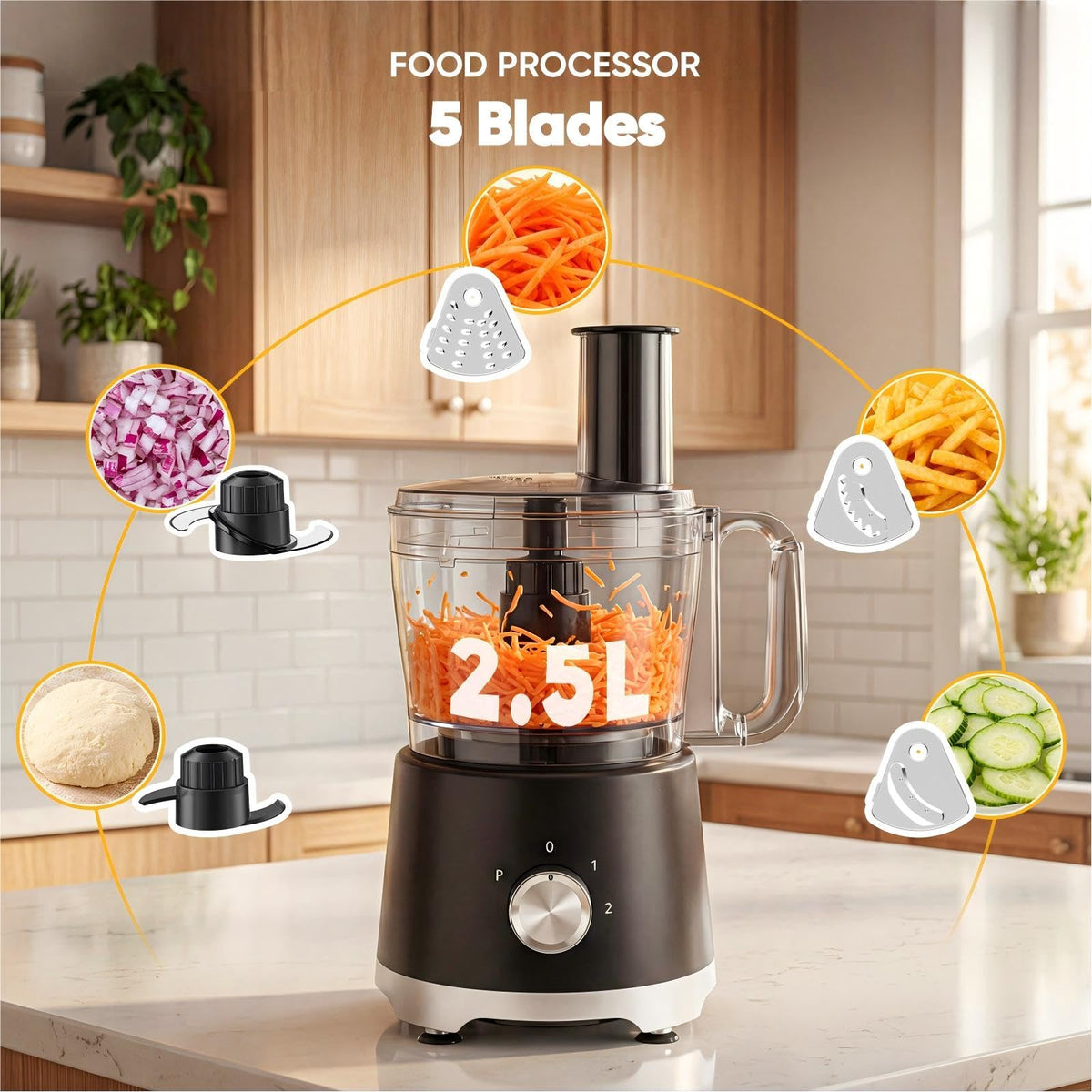 OLIXIS stainless steel blades for clean, even chopping.