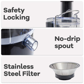 OLIXIS lock-and-turn safety ensures secure operation during juicing
