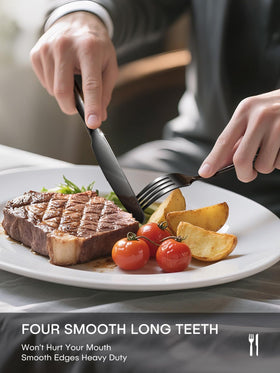 Ollex black flatware set dinner forks sturdy grip for any course