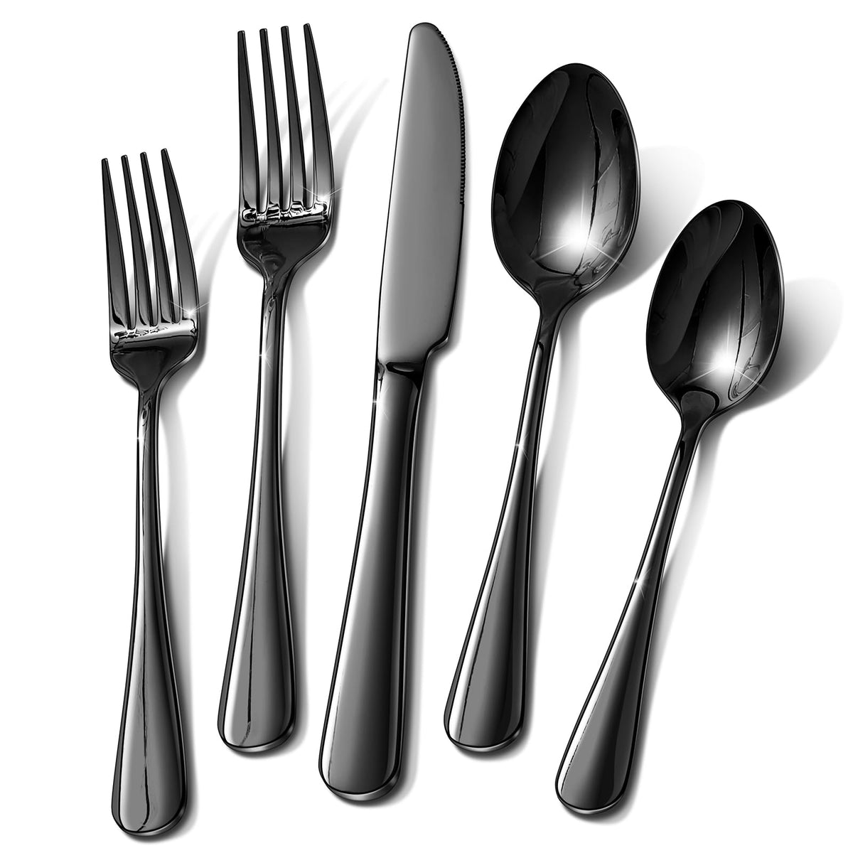Ollex black flatware set dinner knives with durable finish for daily use
